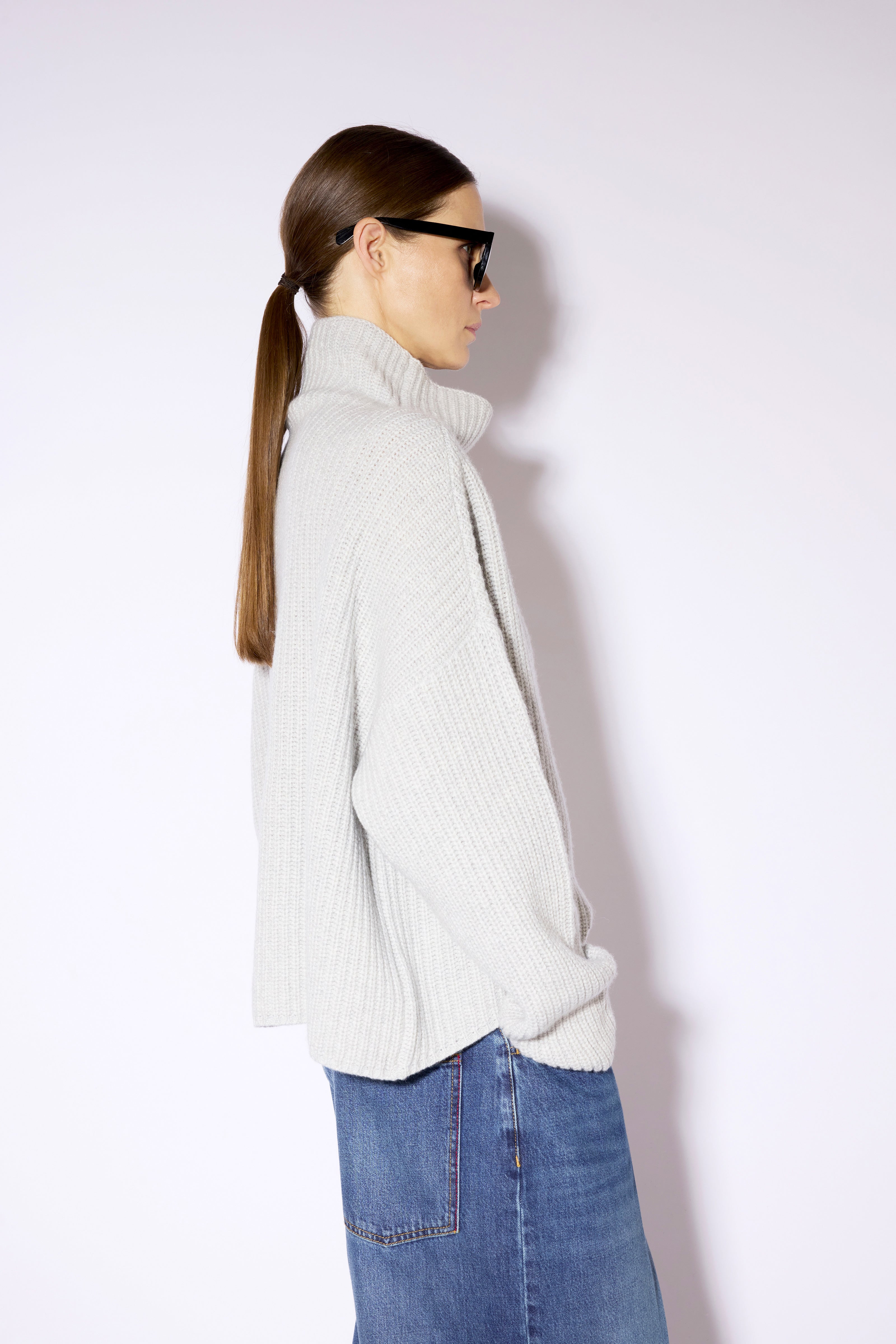Liviana Conti Samira pull col haut gris cachemire