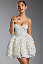 Oh Polly Embellished Evanthe 8064 robe mini corset blanc fleurs