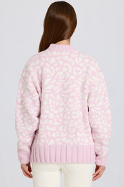 Oh Polly Knitwear BT2380 pull oversize rose jacquard laine