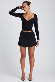 Oh Polly Solene Mini Skort Jupe-Short Noir Modal
