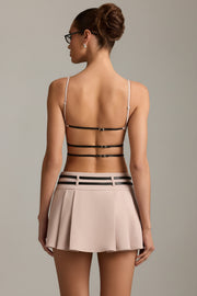 Oh Polly Dresses Leilani robe mini plissée mushroom dos nu