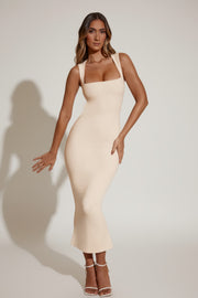 Oh Polly Ainslee 5617 robe midi ivoire moulante modal