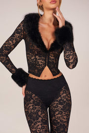 Oh Polly Annalisa pantalon capri dentelle noire 44cm