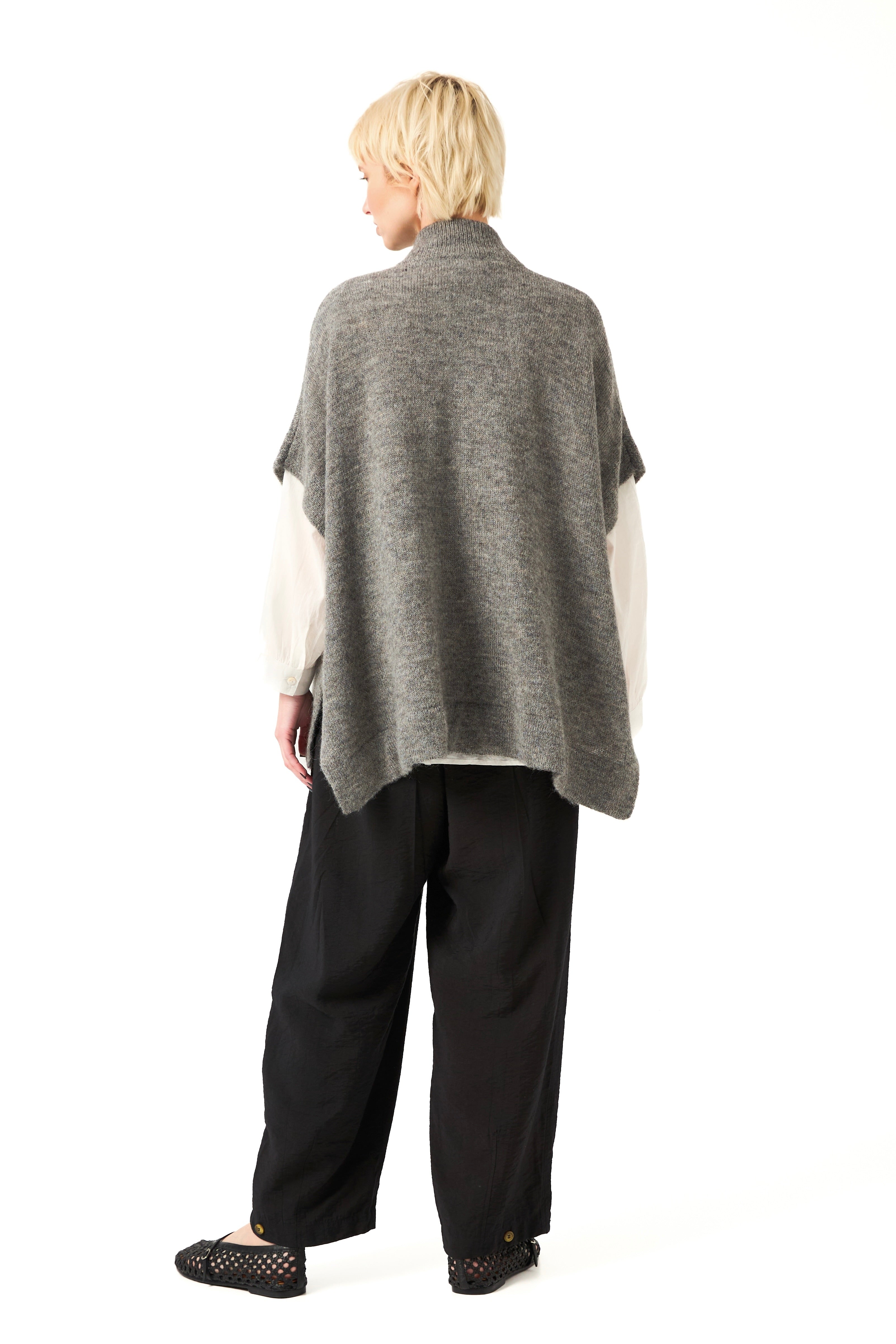 Chicosoleil Achill poncho cardigan gris S/M laine mohair