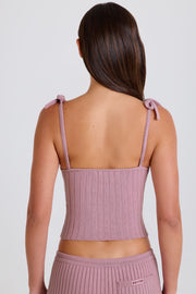 Oh Polly BT2456 Caraco Mauve Maille Côtelée Coton
