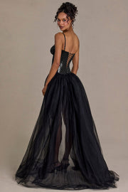 Oh Polly Skirts Jupe Tulle Noir Longue Satin 165 cm
