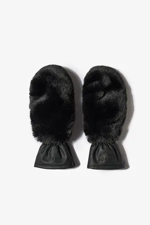 Oh Polly Bo+Tee Faux-Fur Gants noir fausse fourrure