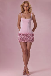 Oh Polly Zelia robe mini satin rose pâle bodycon