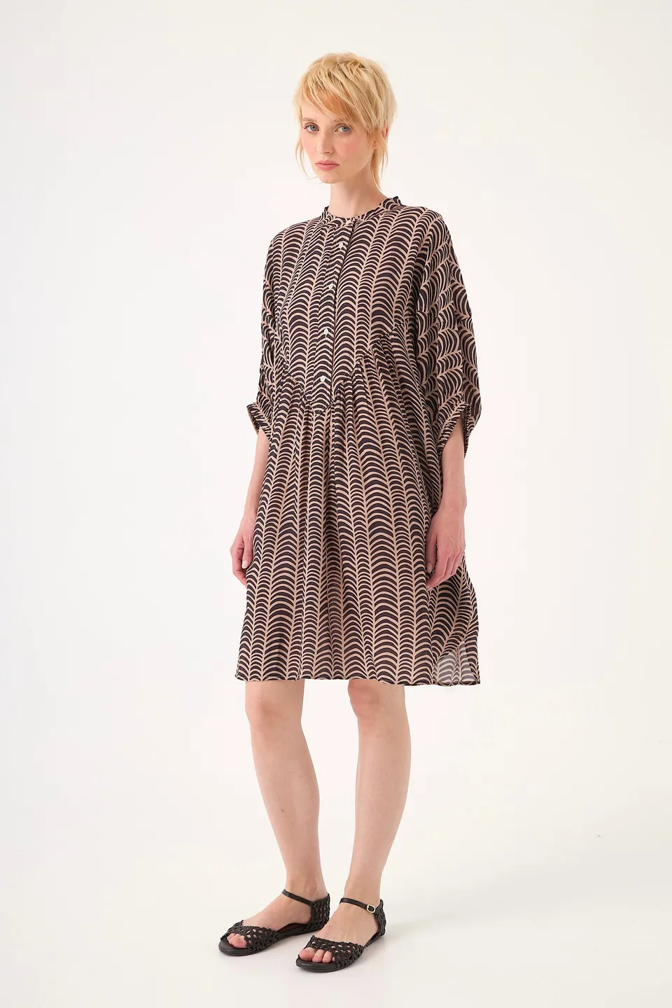 CHICOSOLEIL ROBES Robe AGATHE satin viscose sable d'ébène