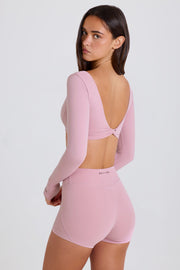 Oh Polly BT2489 crop top mauve manches longues