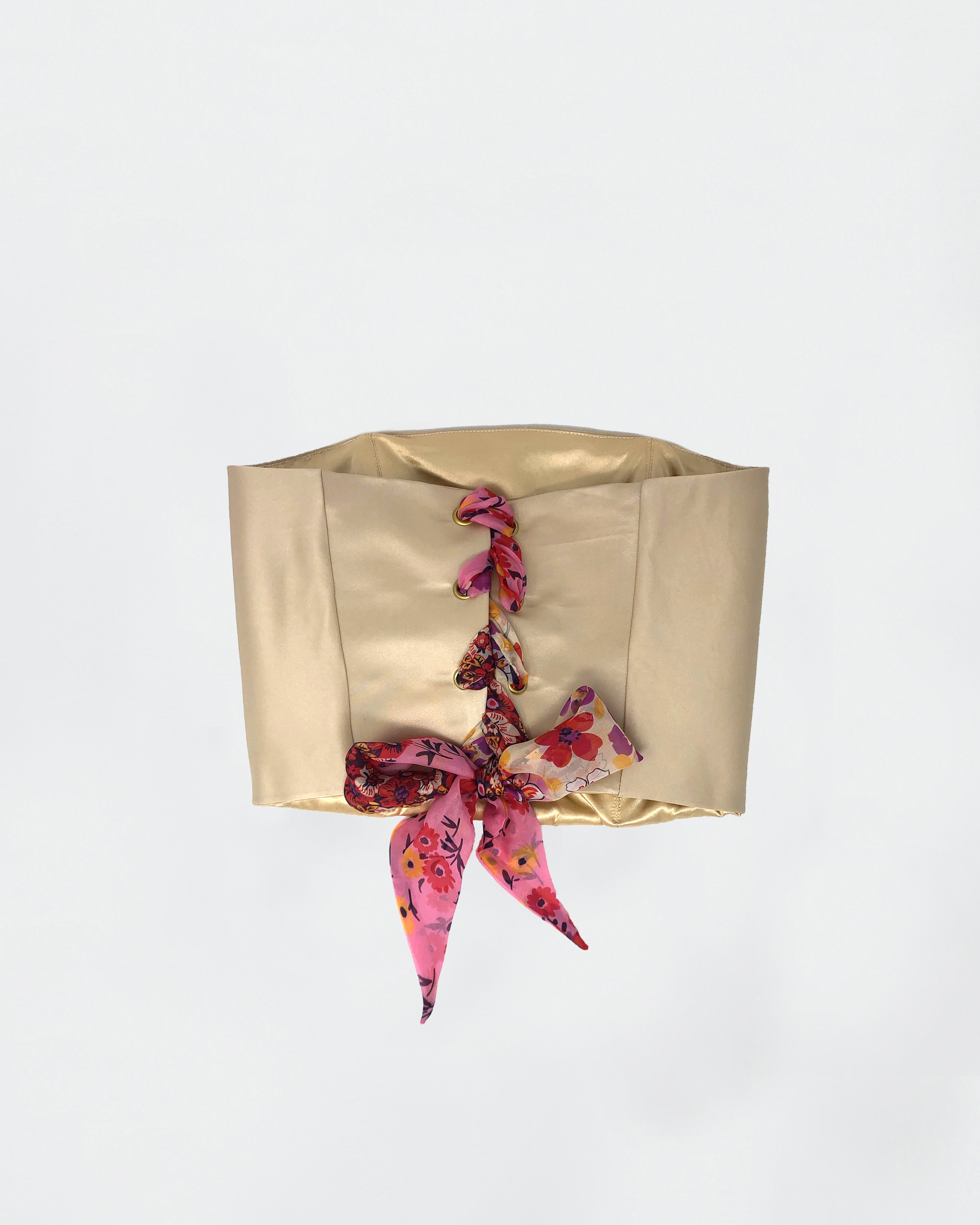 The Ethiquette Bustiers Victoire bustier beige ruban rose