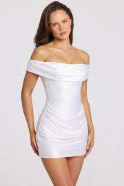 Oh Polly Maeve 11994 mini robe satin blanche épaules dénudées
