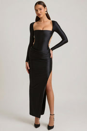 Oh Polly Dresses Quintessa 11933 robe longue noire perles