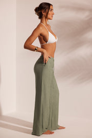 Oh Polly Trousers pantalon plage vert clair large crinkle
