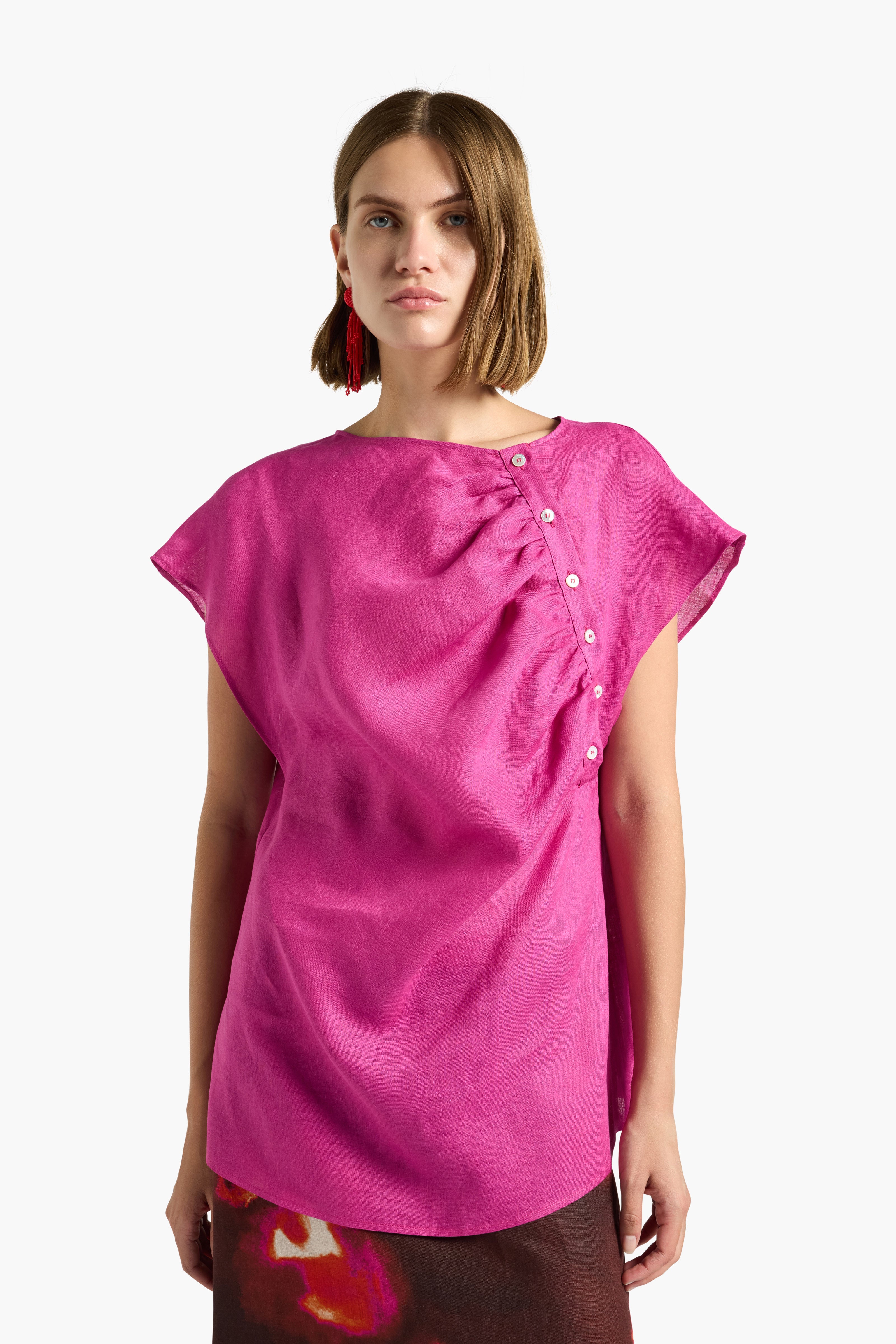 Liviana Conti Franny blouse lin blanc 40 drapée