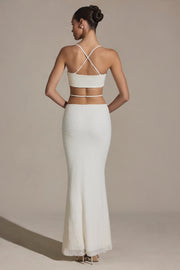 Oh Polly Embellished Sardinia 7218 jupe maxi blanche perles