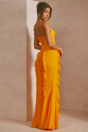 Oh Polly Perrine 6917 robe maxi tangerine corset satin