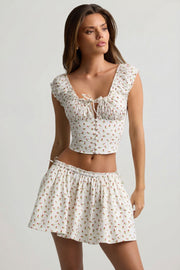 Oh Polly Faela haut corset rose print coton crop