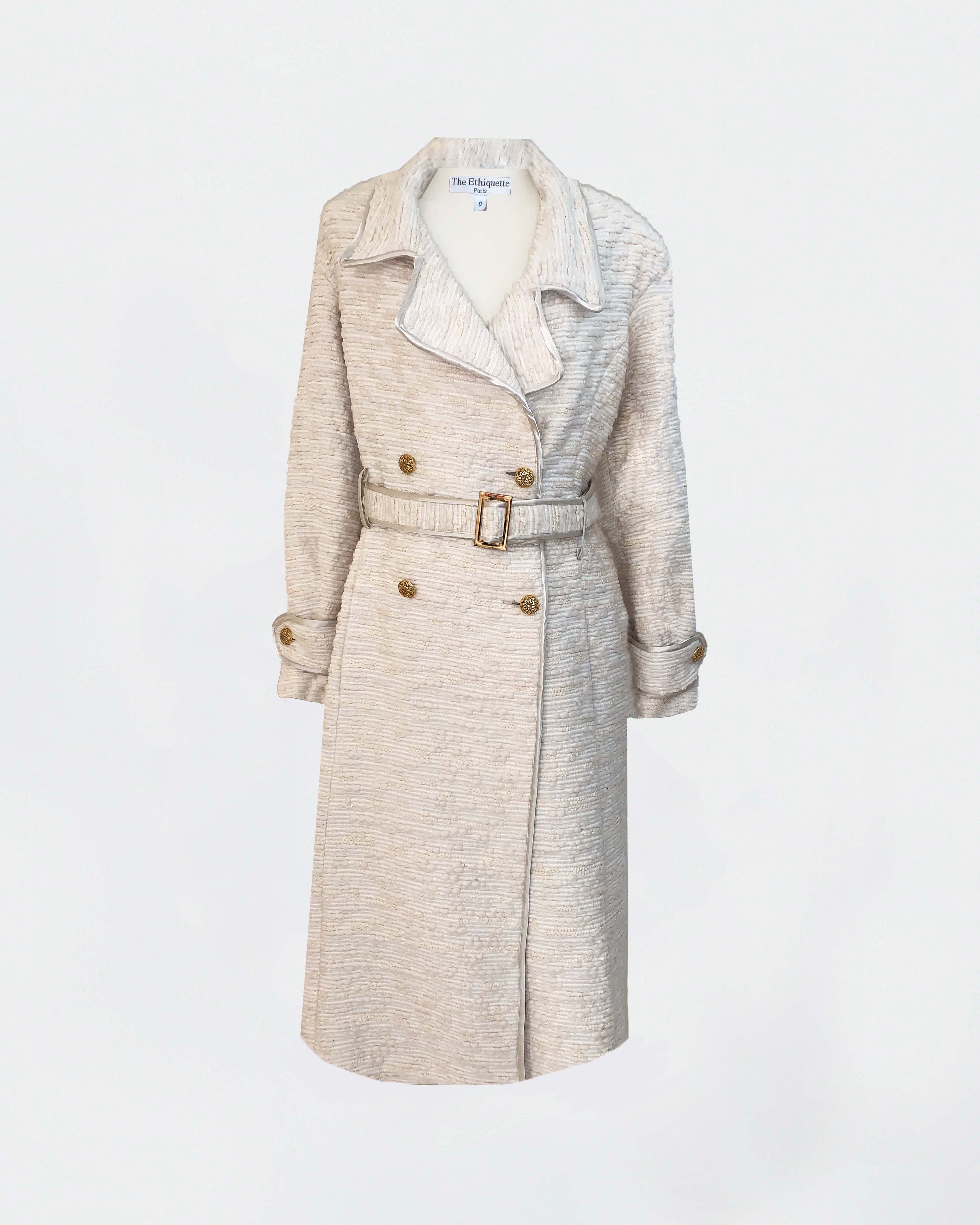 The Ethiquette Mary-Hélène trench tweed crème taille S