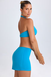Oh Polly Nazli Mini Jupe Bleu Aqua Taille Mi-Haute