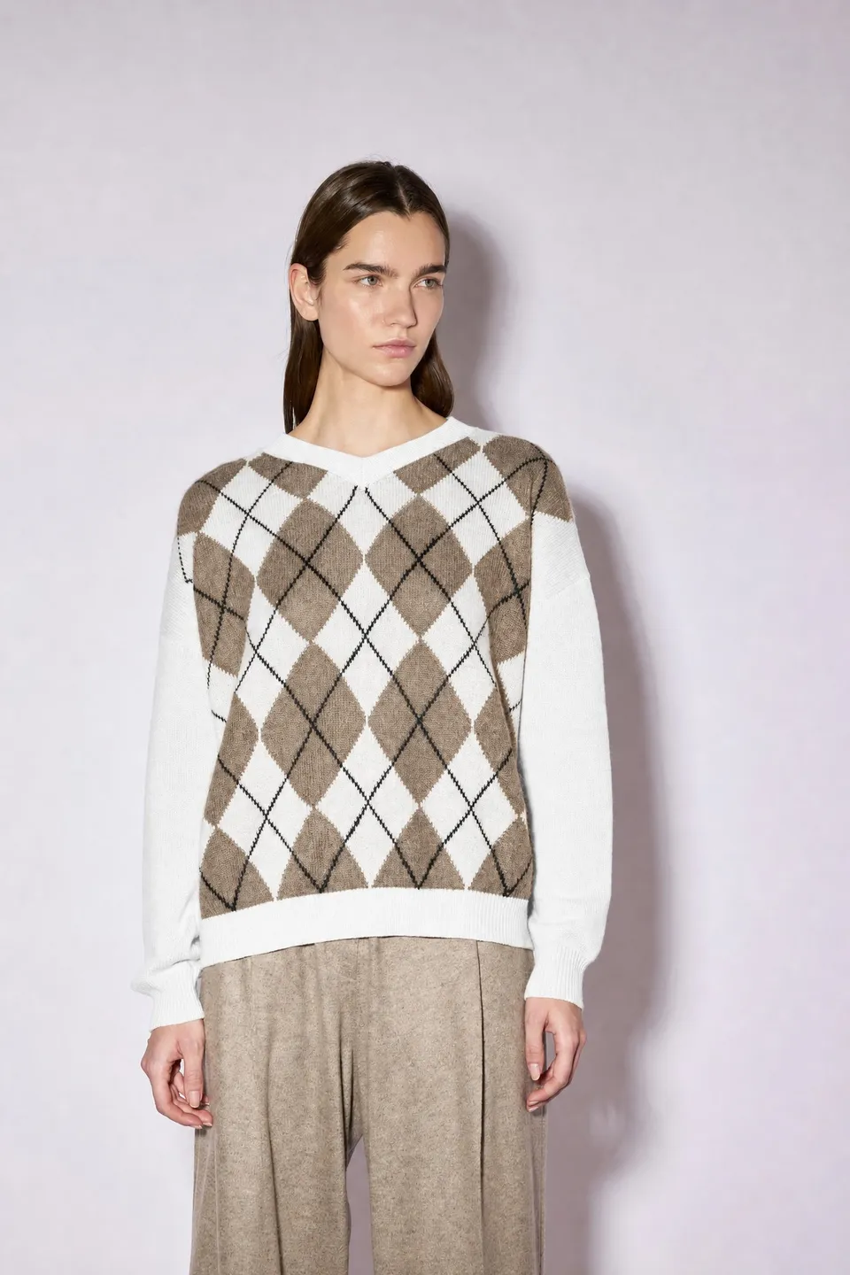 Liviana Conti Mary pull cachemire losanges M