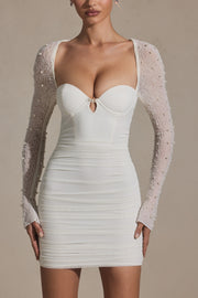 Oh Polly St. Germain mini robe perles blanc neige