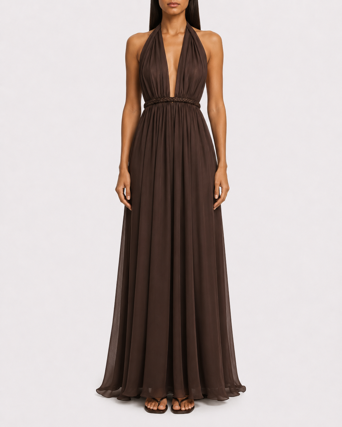 The Ethiquette Robes Calypso Brown robe mousseline marron XS-XL