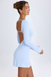 Oh Polly Mavisa 10262 robe maille mini bleu pervenche