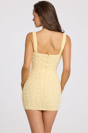 Oh Polly Nura mini robe jaune tulle fleuri col carré
