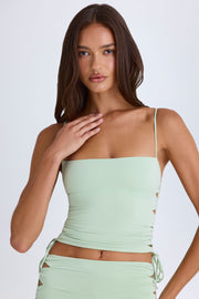 Oh Polly Emerson Top vert découpé lacé ruché