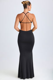 Oh Polly Omarosa robe maxi noire découpée jersey