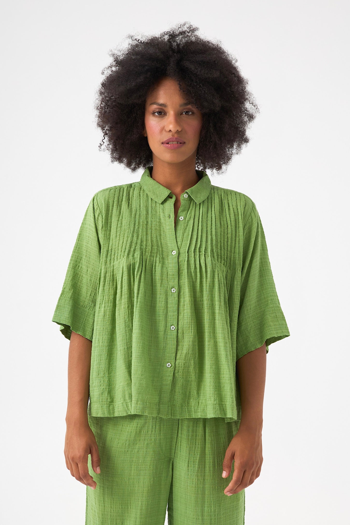 Chicosoleil Rusty blouse femme vert péridot coton viscose