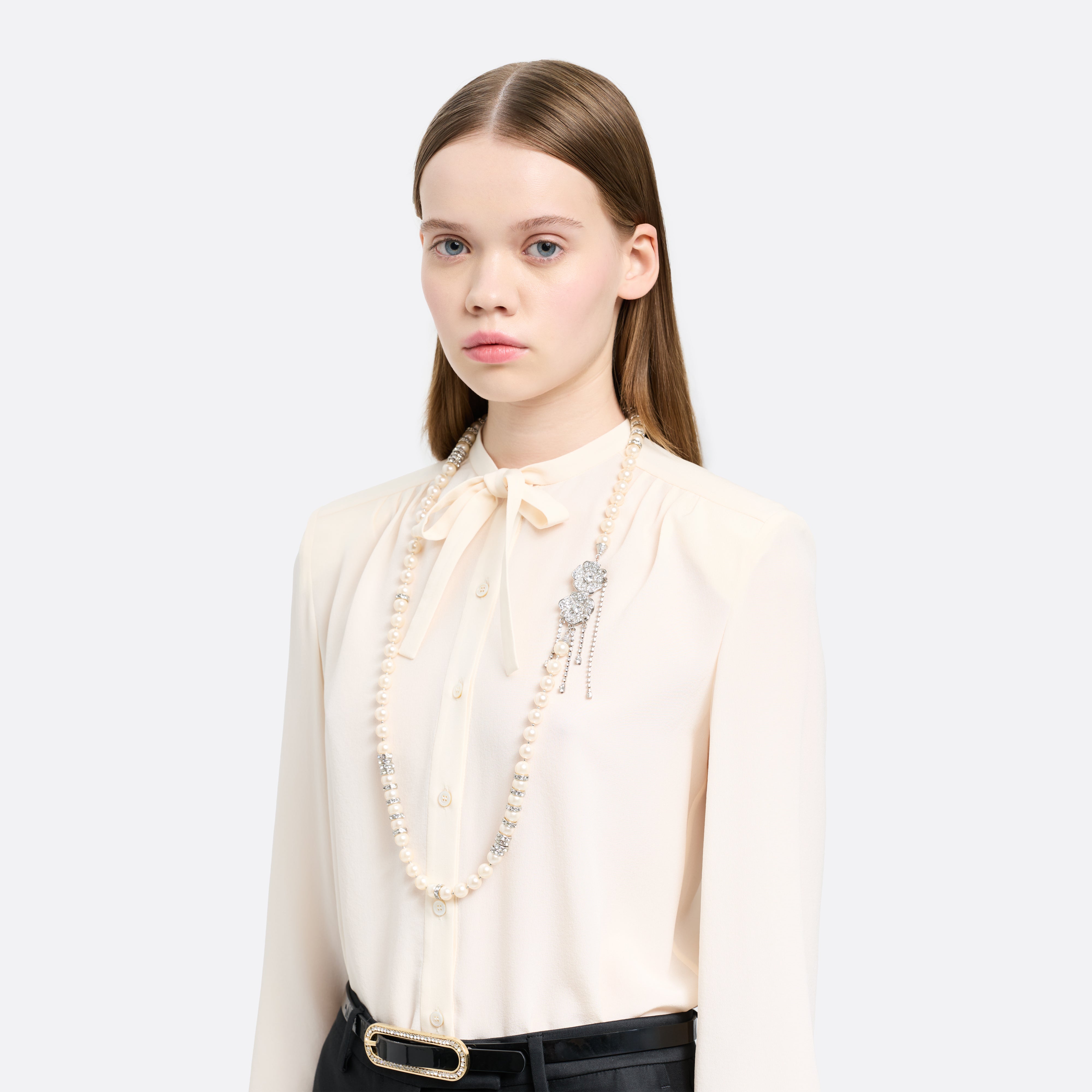 Alessandra Rich Jewellery collier perles cristal fleur argent