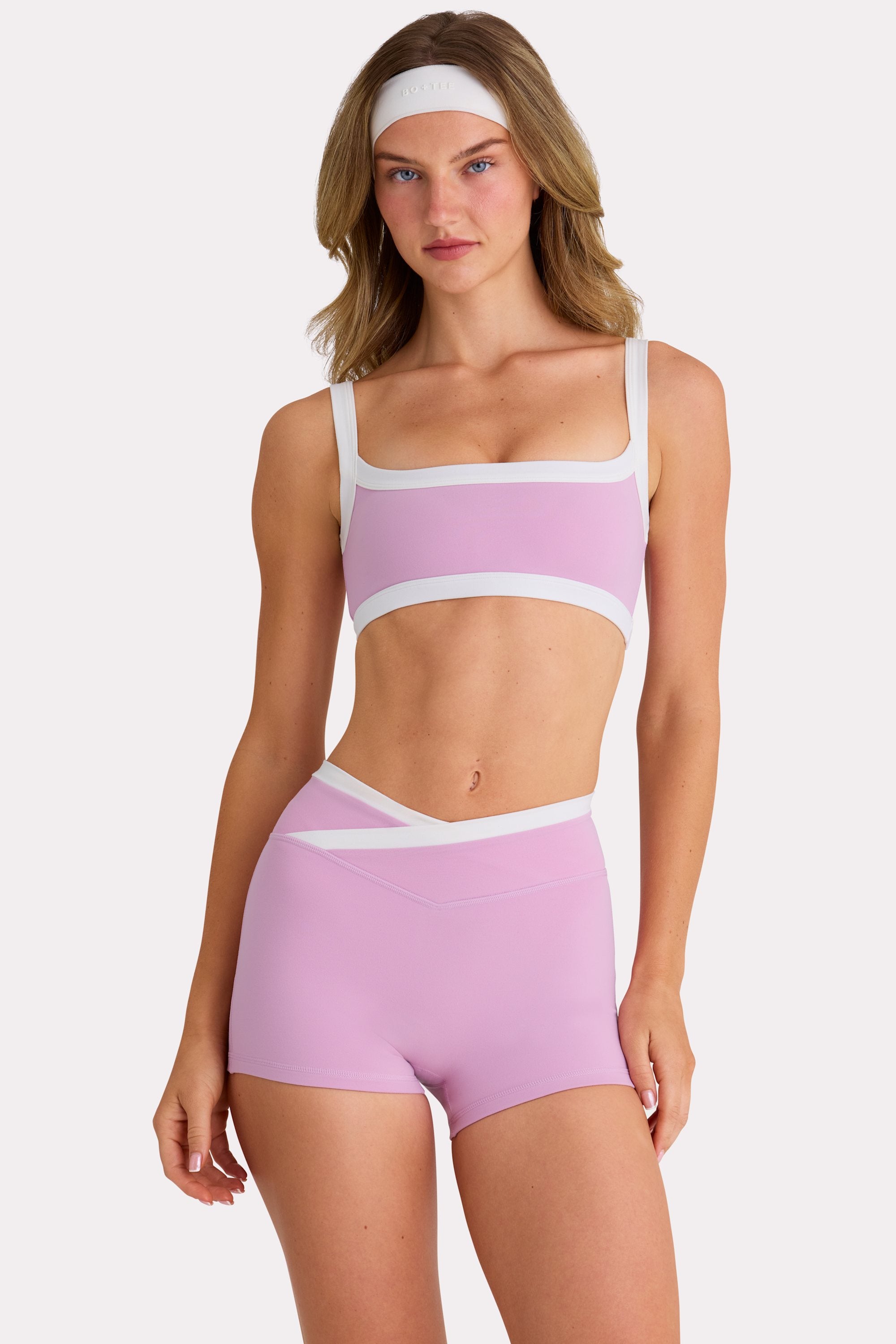 Bo+Tee Soft Active short sport rose sweet pink taille croisée