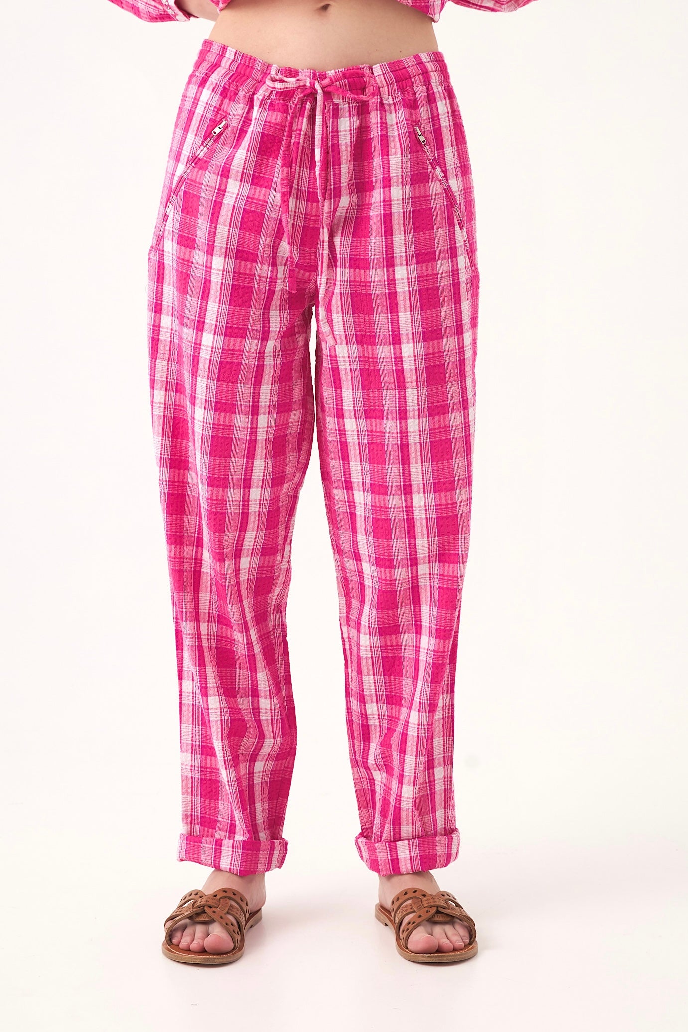 Chicosoleil Faith pantalon droit candy check coton