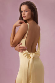 Oh Polly 15785 robe satin butter longue fendue