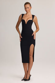 Oh Polly Dresses Aiko 9802 robe noire crêpe fente