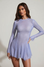 Oh Polly Dixie Mini Robe Bleue Strass Dos Nu