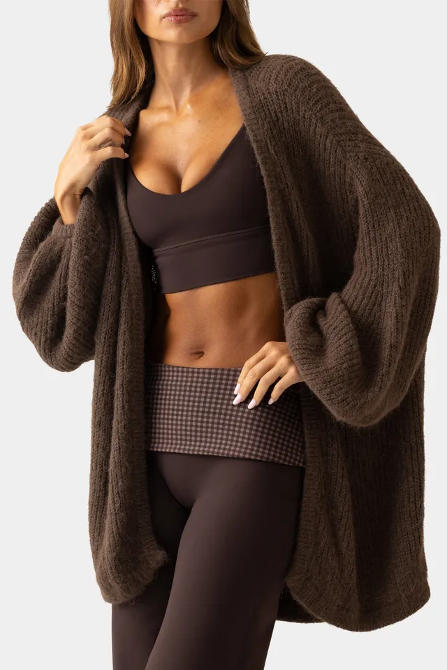 Oh Polly Bo+Tee Soft Knit cardigan gilet marron espresso