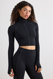 Oh Polly Bo+Tee top court noir col montant sport