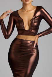 Oh Polly Tops Rana Crop Top Cuivre Bronze métallique