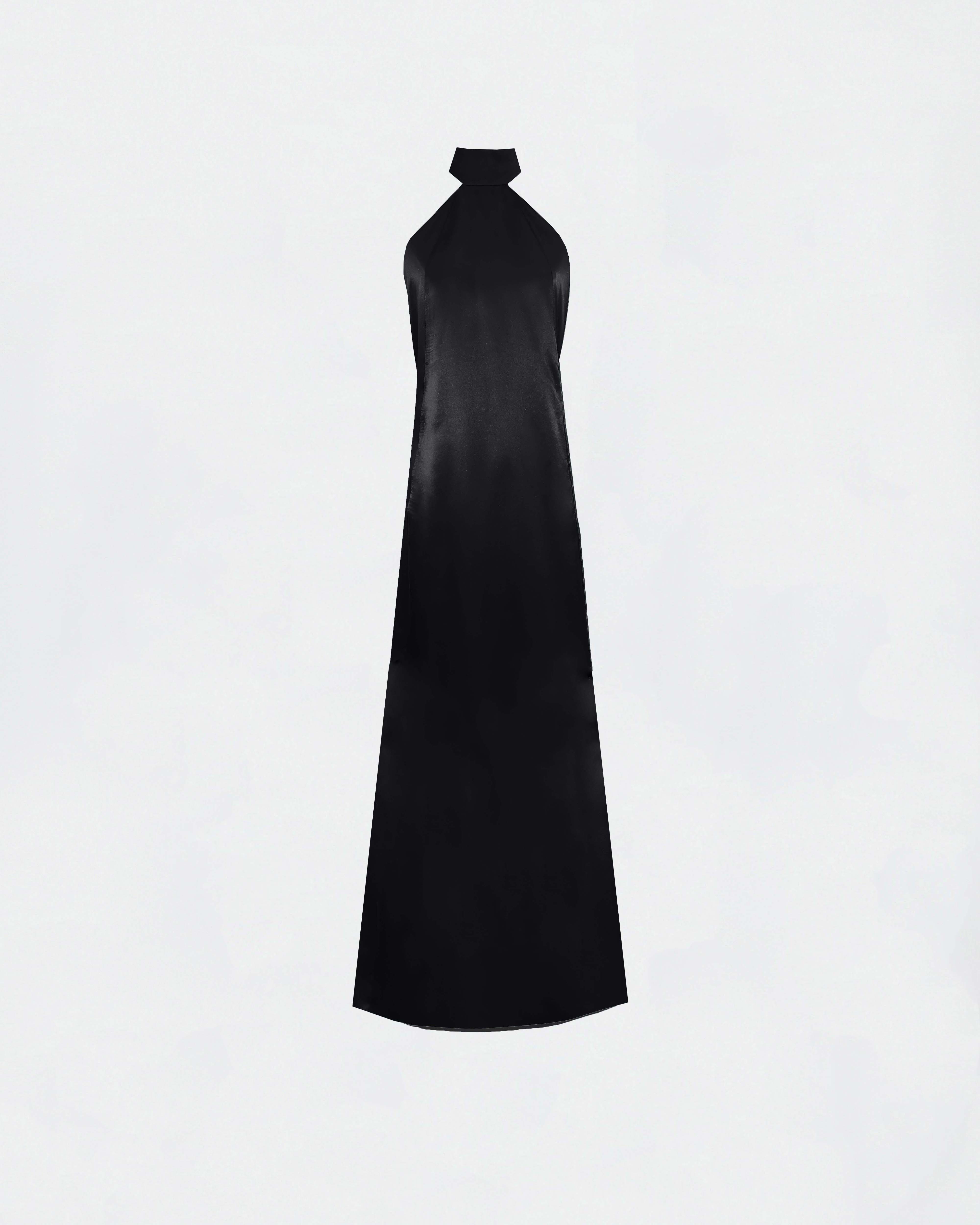 The Ethiquette Joy robe noire satin de soie mini