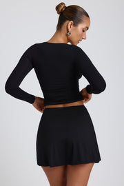 Oh Polly Solene Mini Skort Jupe-Short Noir Modal