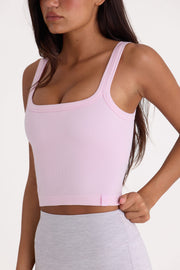 Oh Polly Bo+Tee Soft Rib Débardeur rose col carré