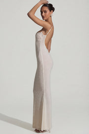 Oh Polly Embellished Robe Maxi Duhamel Blanche Perles