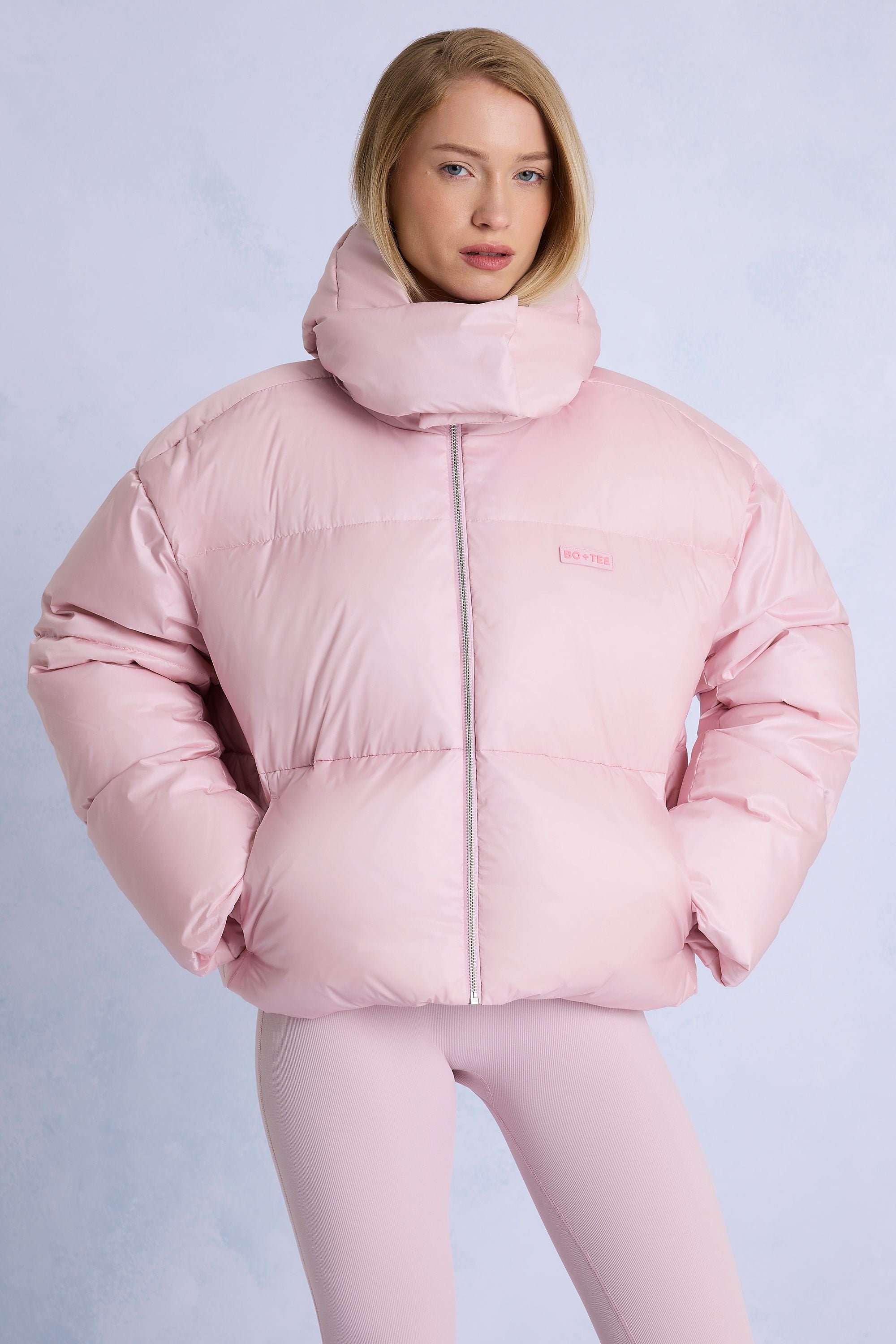 Oh Polly Veste Ski Cropped Rose Imperméable 18k Oversize