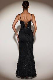 Oh Polly Embellished Vasanta robe corset noire sequins