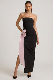 Oh Polly Angelique robe maxi noire bustier nœud