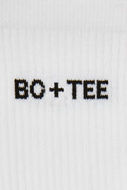 Bo+Tee chaussettes blanches mi-mollet coton côtelé
