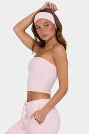 Oh Polly Tops Bandeau Ribbed Jersey top pêche rayé